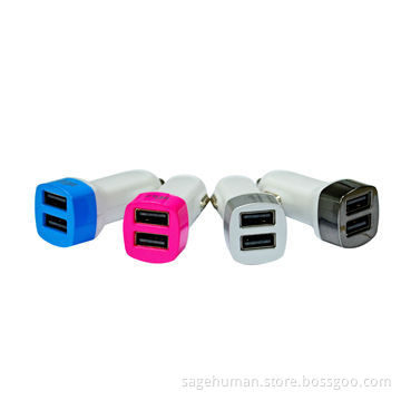 Dual USB Car Charger, 5V/2.1A, Optional Colors